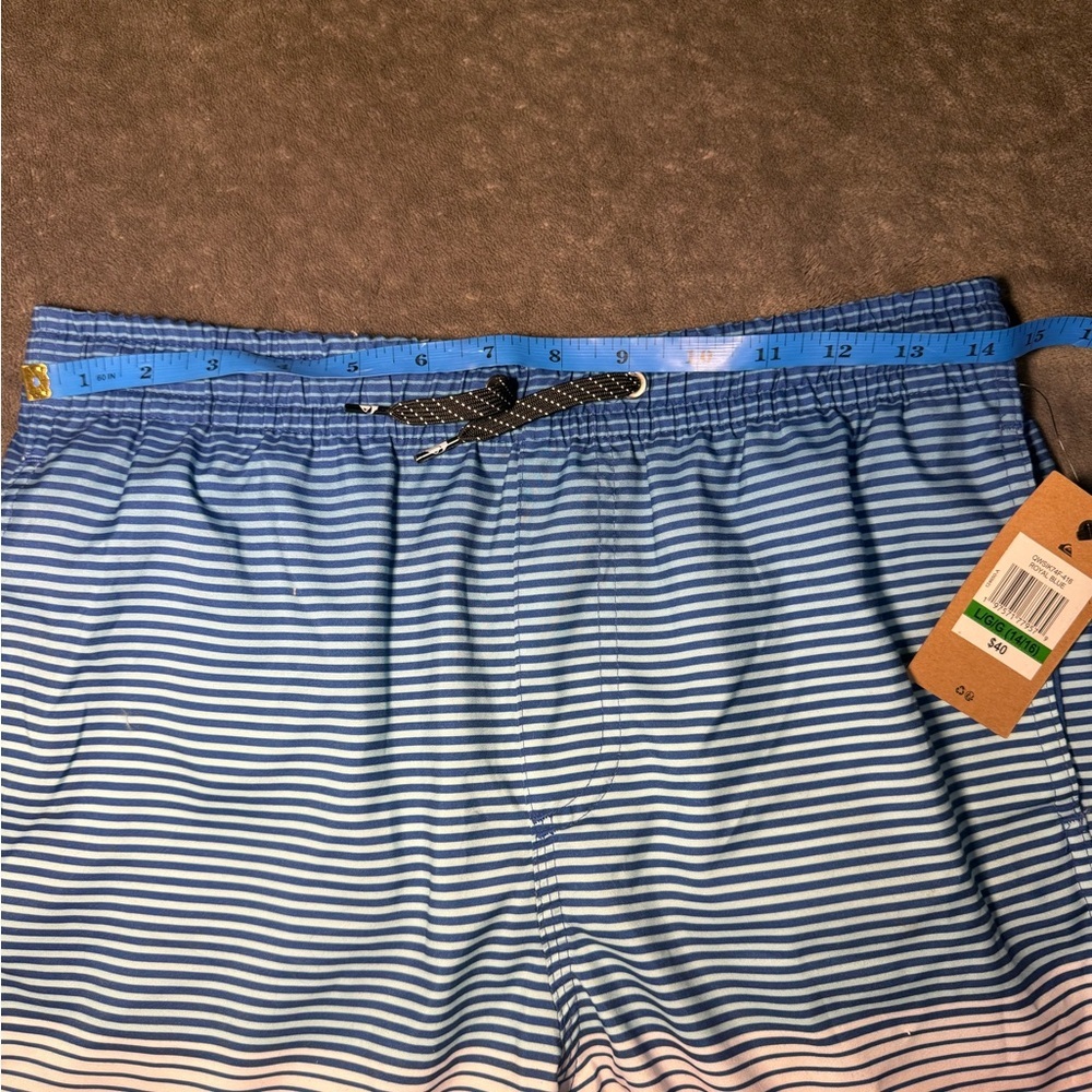 NWT Quiksilver Large Striped Blue and Red swimming trunks - Picture 2 of 5